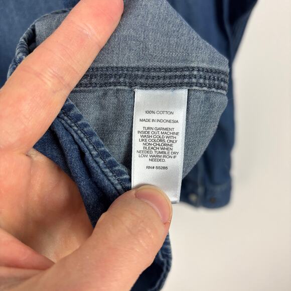 Express Chambray Denim Pearl Snap Western Shirt Large - Picture 7 of 7